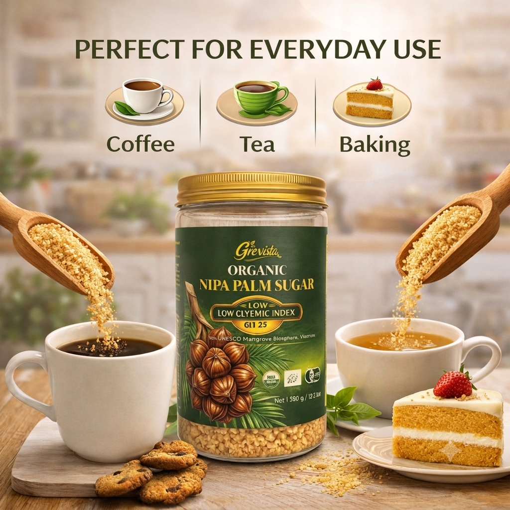 Organic Nipa Coconut Sugar (GI 27.38) – Natural Low Glycemic Sweetener | Caramel Flavor, Rich in Minerals & Electrolytes | Healthy Natural Sugar, Vegan, Unrefined, Ideal for Keto & Diabetics