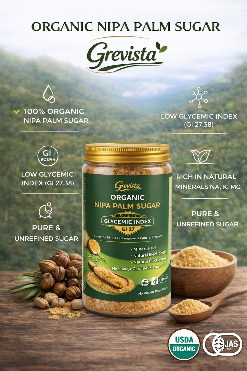 Organic Nipa Coconut Sugar (GI 27.38) – Natural Low Glycemic Sweetener | Caramel Flavor, Rich in Minerals & Electrolytes | Healthy Natural Sugar, Vegan, Unrefined, Ideal for Keto & Diabetics