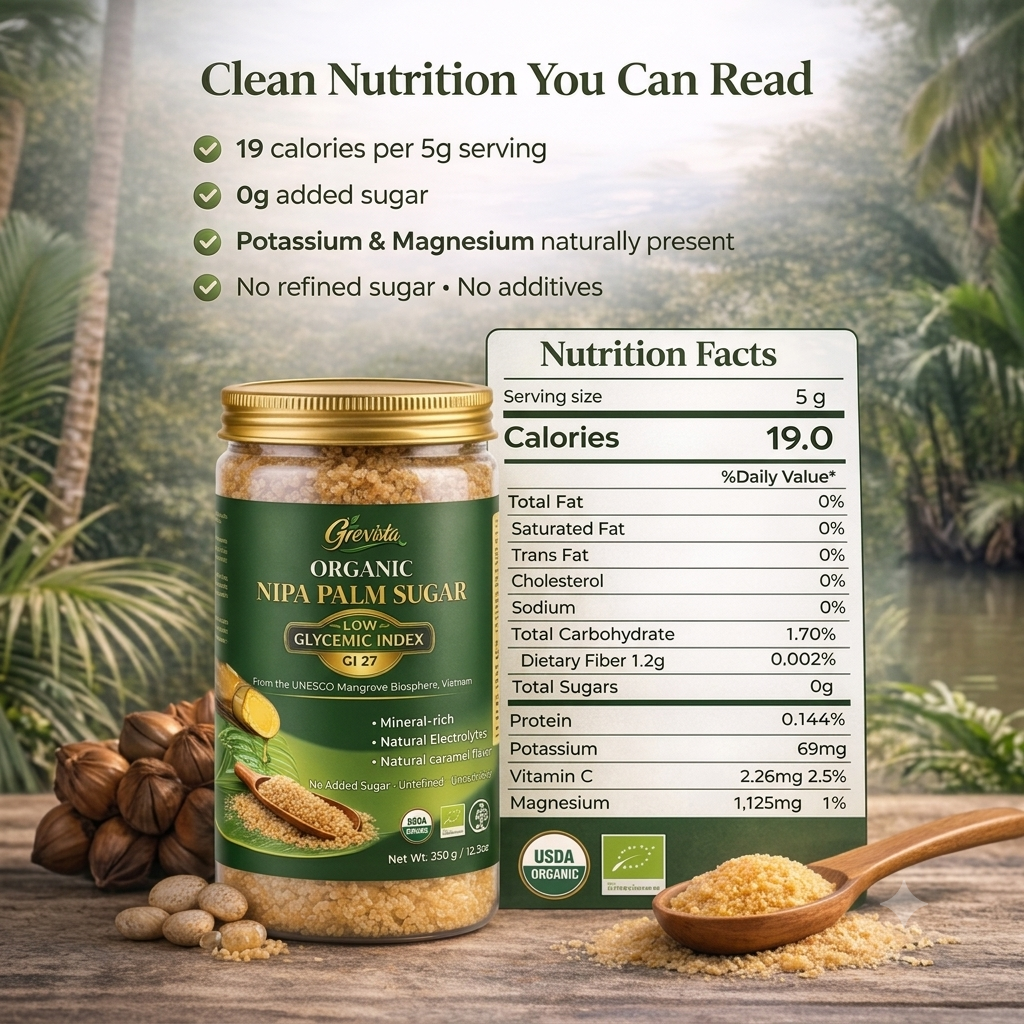Organic Nipa Coconut Sugar (GI 27.38) – Natural Low Glycemic Sweetener | Caramel Flavor, Rich in Minerals & Electrolytes | Healthy Natural Sugar, Vegan, Unrefined, Ideal for Keto & Diabetics