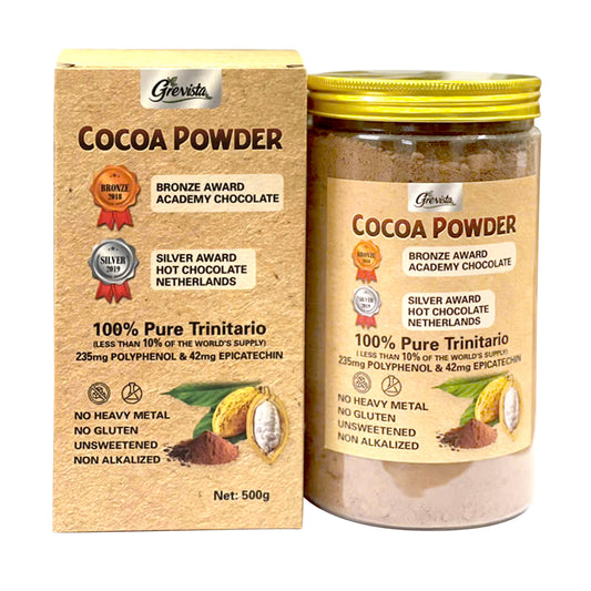Grevista 100% pure cacao powder - Organic cocoa powder unsweetend, Non alkalized. Rich Flavonoid