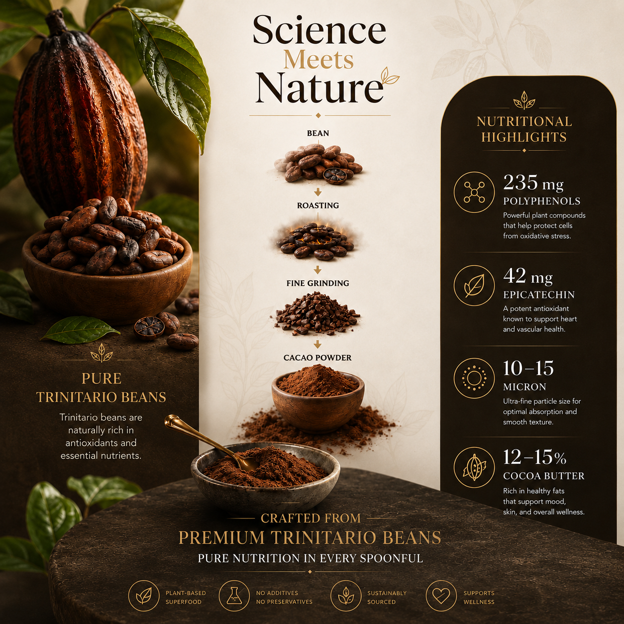 Grevista 100% pure cacao powder - Organic cocoa powder unsweetend, Non alkalized. Rich Flavonoid